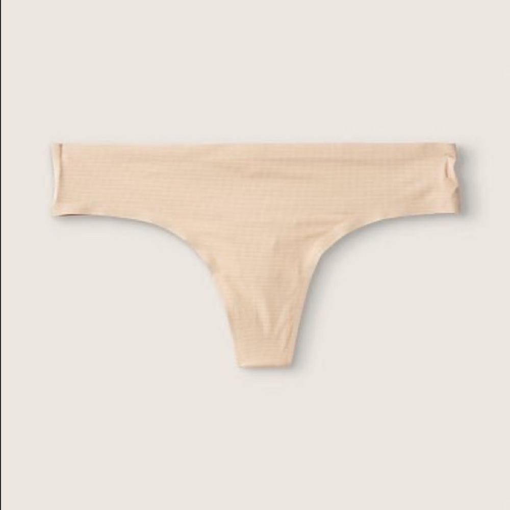 VS PINK No-Show Mesh Thong NWT Size L Nude